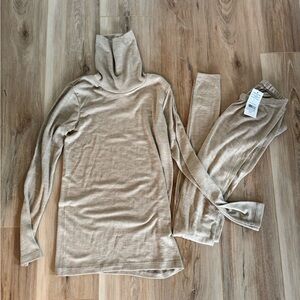 Mama Owl Siskin wool silk turtleneck legging Set Sandstorm